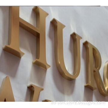 Fabricated Mirror Stainless Steel Electroplate Golden LED Letter